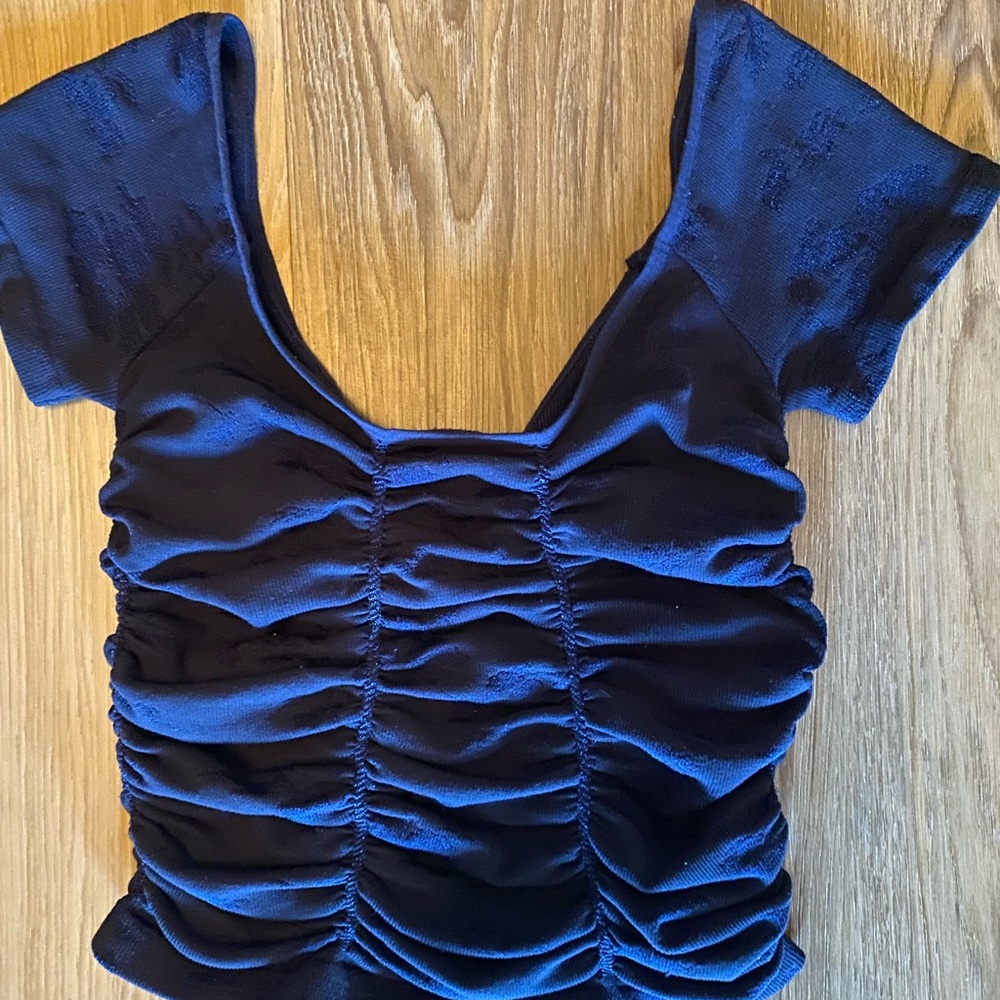 Free People Deep Blue Scrunched Top